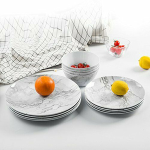 Juego de Vajilla de Melamina de Diseño Moderno, 6 Piezas, Platos <span class=keywords><strong>y</strong></span> Tazones Blancos de Alta Calidad para Uso Doméstico, Bodas <span class=keywords><strong>y</strong></span> Fiestas - Product Image 3