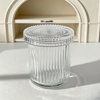 Vente en gros fabricant : Pot de rangement en verre rayé de luxe léger de haute qualité avec couvercle, couleurs personnalisées pour la maison et les restaurants