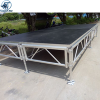 Scène portable en aluminium avec pieds réglables, revêtement antirouille, plateau antidérapant pour mariage en plein air, concert, performance