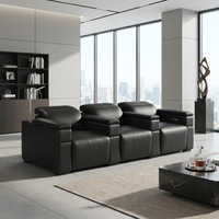 Ensemble de canapés inclinables 3-2-1 en cuir véritable avec fonction de réglage multi-angles et lampe de lecture pour salon et bureau
