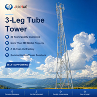 Menara Lattice Baja Penyangga Diri Sendiri 3/4 Leg Tube Communication Mast Hot Dip Galvanized Warna Sesuai Pesanan Layanan OEM/ODM untuk