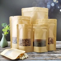 Sachet Doypack en Papier Kraft avec Fermeture Éclair et Fenêtre Translucide, Sac Mat Biodégradable Écologique pour Noix, Graines et Fleurs Séchées
