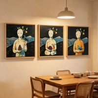Peinture à l'huile abstraite sans visage en 3 parties encadrée, toile texturée, art mural, nature morte, moderne, minimaliste, faite à la main
