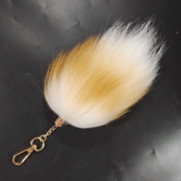 Petit porte-clés léger et doux en fourrure de renard, en forme de boule, pour Halloween