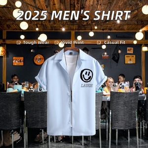 Camisa Casual de Playa con Estampado de Dibujos Animados para Hombre, Verano 2025, Estilo Americano, 100% Algodón, Manga Corta, Tejido de Punto, Anti-Pilling - Product Image 2