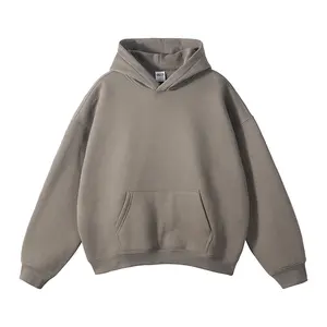 350GSM tùy chỉnh trọng lượng nặng hip hop rắn màu quá khổ thời trang Hoodies lỏng phù hợp với Dày Nặng đồng bằng thiết kế cao cấp áo