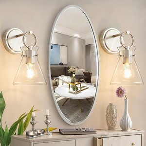 Modern Chrome <b>Wall</b> Lamps <b>With</b> Clear Glass Shades E26 Bulb Base For Bedroom Living Room Mirror <b>Lighting</b> - Product Image 1