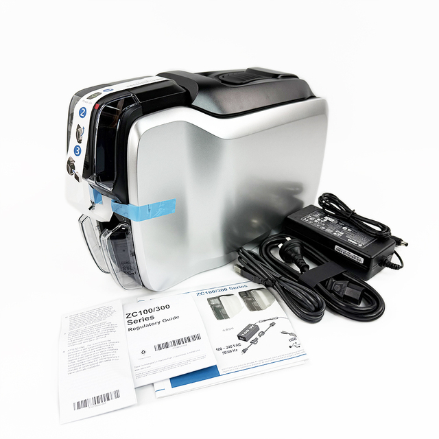 Zebra ZC300 Card Printer 300dpi Single or Dual-Sided Design and Print Virtually Any PVC Card,Highly Graphical LED/LCD Interface
