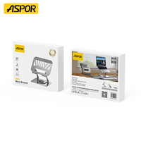 Support pour ordinateur portable ASPOR A703 rotatif à 360°, pliable, en alliage d'aluminium, ergonomique, avec dissipation de chaleur, compatible iPad, certifié CE