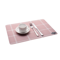Napperons imprimés RNPT en PVC à coins arrondis, motif carreaux bleus, pour la décoration de table de réception de mariage