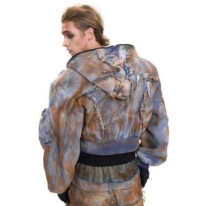 Ensemble de veste de moto en jean délavé et déchiré pour homme, style décontracté d'hiver, pantalon en jean tricoté, veste en jean style jean, 2025 - Product Image 3