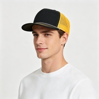 Gorra trucker de algodón transpirable con visera ligeramente curvada y cuerda, sombrero de malla de 5 paneles con protección solar, venta al por mayor, logotipo personalizado