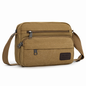 Fashion Outdoor Wholesale Custom Logo Durable <b>Large</b> Capacity Waterproof Men's Fashion <b>Canvas</b> Crossbody Messenger <b>Bag</b> - Product Image 1