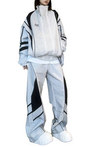 אימונית ניילון זולה מגפי רטרו רגילים מטען בד חום מותאם אישית יוקרה לשני המינים קיץ 2 חלקים וינטג' 90 סט ג'וגרים פסים - Product Image 5