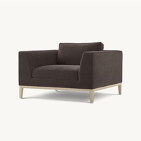 Ensemble Fauteuil et Ottoman en Tissu Texturé Gris Moderne de Luxe Français Élégant, Chaise Longue Confortable à Accoudoirs Larges et Rembourrés pour Hall d'Hôtel