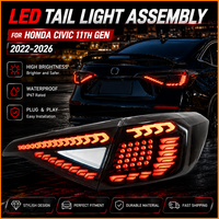 Luces Traseras LED de Escama de Dragón para Civic 11ª Gen. 2022-2026, con Señal de Giro Secuencial y Animación de Encendido, Conjunto de Lámparas Traseras