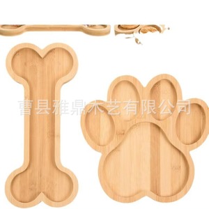 Bandeja de servir con forma de hueso y pata de perro de bambú, ecológica, segura para alimentos, para uso en el hogar, para servir bocadillos, pasteles, bistecs y comida. - Product Image 1