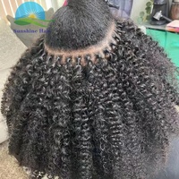 Extensions de cheveux afro bouclés crépus courts 4A 4B 4C, type Microlink, cheveux Remy birmans, extensions de cheveux à la kératine pré-collées I-Tip, 24 pouces