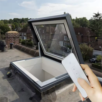 Puits de lumière électrique intelligent à visser, en alliage d'aluminium avec double vitrage, puits de lumière de toit à vérin à gaz pour grenier/véranda