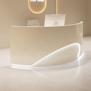 Comptoir d'accueil de clinique moderne extra large Bureau de réception en bois de luxe Bureau de réceptionniste moderne à l'avant - Product Image 4