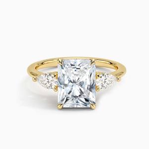 S925 argent pur incrusté 1 carat Moissanite en forme d'olive en forme d'oreiller plaqué or bague de <span class=keywords><strong>mariage</strong></span> pour cadeau de fête de fiançailles - Product Image 5