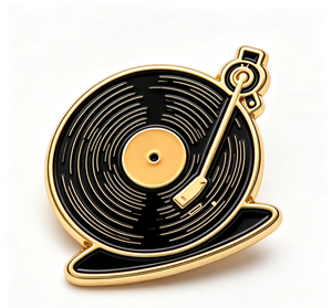 Pin de solapa metálico personalizado con diseño de disco de vinilo, imitación esmaltada, electrochapado, temática musical, accesorio de regalo - Product Image 2