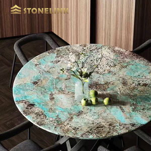 Dalle de marbre vert naturel atmosphérique personnalisable pour les murs, les îlots, les tables, les comptoirs de salle de bain, la décoration - Product Image 4