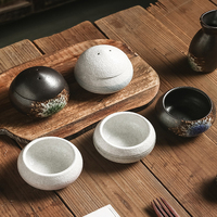 Créativité rétro sous glaçure céramique cuisson oursin sashimi bol nid d'oiseau tasse maison Restaurant ragoût bol d'oeufs avec couvercle