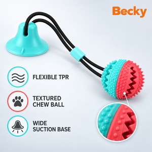 Giocattolo da Masticare per Cani Personalizzato, Ecologico e Interattivo con Campanello e Ventosa in Gomma, Corda da Tirare - Product Image 3