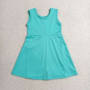 Robe pour petite fille GSD3876 rts Boutique, cyan, imprimé uni, vente en gros, robe sans manches pour bébé fille, robe pour enfant - Product Image 1