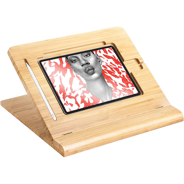 4-Angle Foldable Bamboo iPad & Phone Stand Wood Desk Stand for Laptop & Mobile Devices