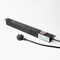 Boîtier de distribution 13A 250V UK à 6 prises avec 2 ports USB pour rack de serveur, protection contre les surtensions IP54, protection contre les surcharges