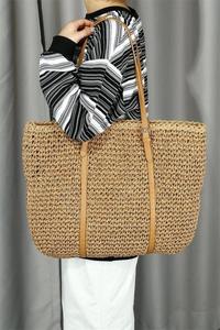 Papier paille femmes sac à main sac de plage sacs à bûches nouvelle Collection broder recyclé tissé panier rétro dame main - Product Image 6