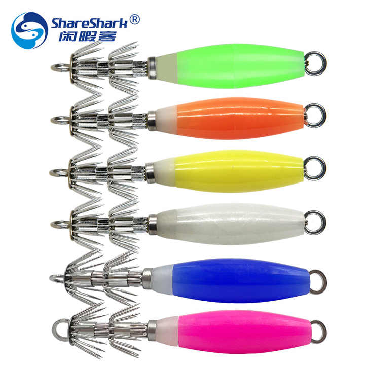 calamari fishing lure Delta Jumbo Squid Glow Peanut Butter Glow Skin Vamp Squid 6" - pack