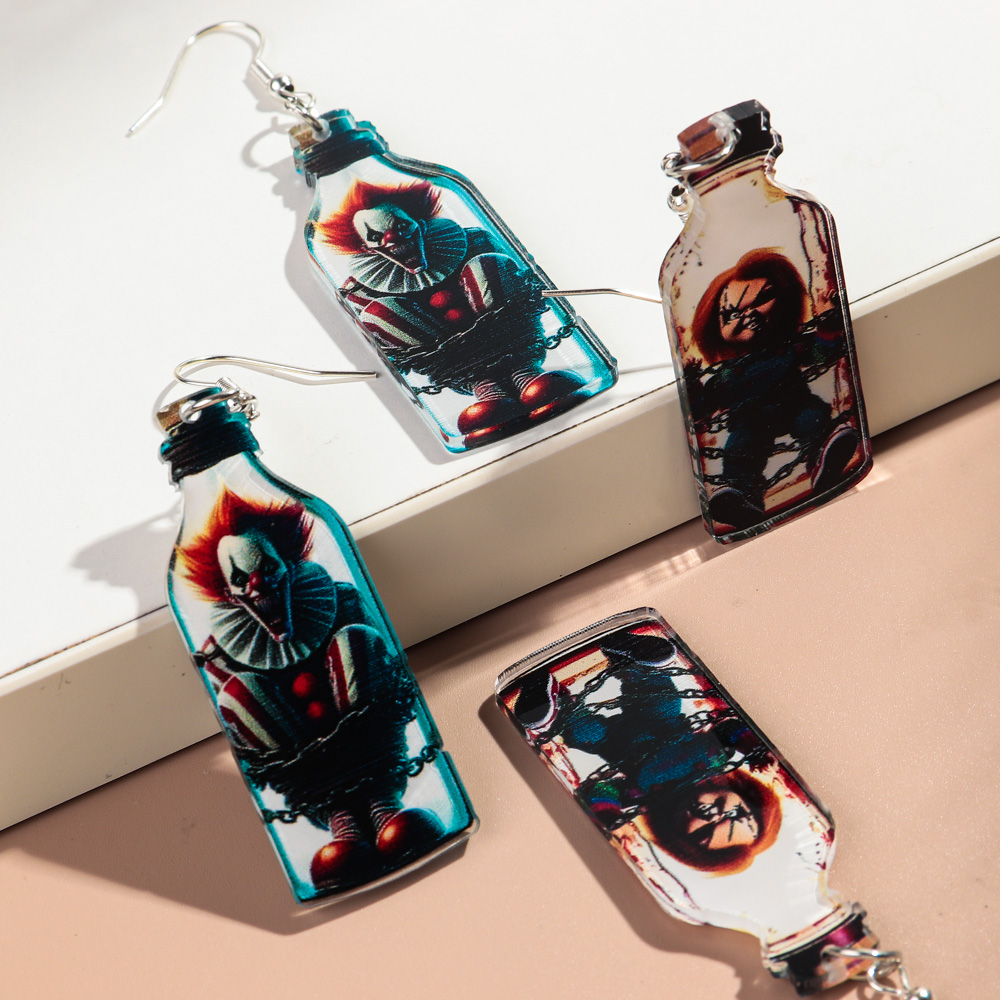 LONYOO – Orecchini Pendente A Teschio Di Zucchero, Acrilico, Stampa Fronte/retro, Ganci In Acciaio Inox, Per Halloween