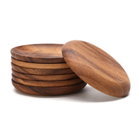 Ensembles de vaisselle incassables naturels taille personnalisée assiettes rondes en bois plat de nourriture en bois pour Restaurant