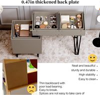 Grande coiffeuse moderne en bois de chêne avec miroir tactile à intensité variable, station de charge, 5 tiroirs coulissants et étagères de rangement