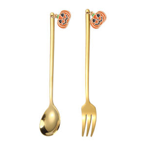 Couverts en acier inoxydable Offre Spéciale couverts en or dessin animé miroir cuillère fourchette argenterie pour Restaurant - Product Image 5