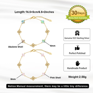 <span class=keywords><strong>Bracciale</strong></span> GMB67 in Argento Sterling 925 <span class=keywords><strong>con</strong></span> Ciondoli a Conchiglia Multicolore, Catena a Quadrifoglio, Gioiello Delicato e Giocoso per Donne - Product Image 3