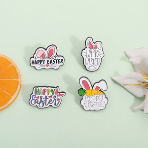 행복한 부활절 토끼 에나멜 핀 귀여운 토끼 귀 브로치 당근 배지 친구 배낭 도매 보석 선물 - Product Image 2