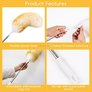 <span class=keywords><strong>Plumeau</strong></span> télescopique en gros avec manche en acier inoxydable et tête flexible lavable pour le nettoyage en hauteur - Product Image 3
