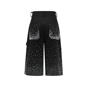 OUDINA Shorts di Jeans Larghi da <span class=keywords><strong>Donna</strong></span> di Tendenza Più Venduti Casual con Strass <span class=keywords><strong>a</strong></span> <span class=keywords><strong>Vita</strong></span> <span class=keywords><strong>Bassa</strong></span> e Taglio Dritto - Product Image 6