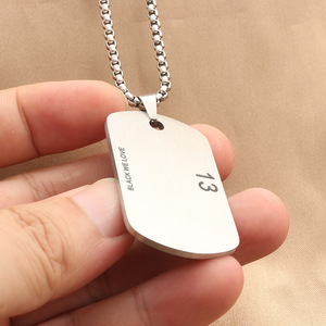 yunnique Stainless Steel <b>Dog</b> <b>Tag</b> Pendant 13 Number Men's Necklace Gift Geometric Design Punk Style - Product Image 4