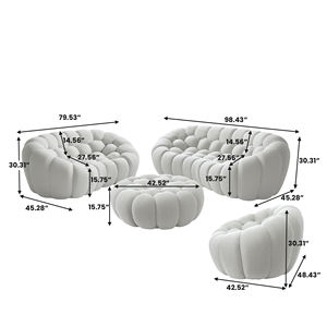VOXHOME Canapé Bulle Moderne Gris Clair Compressé sous Vide pour Salon Appartement, Ensemble de Canapés Incurvés Type Ballon de Football 1 2 3 Places - Product Image 5
