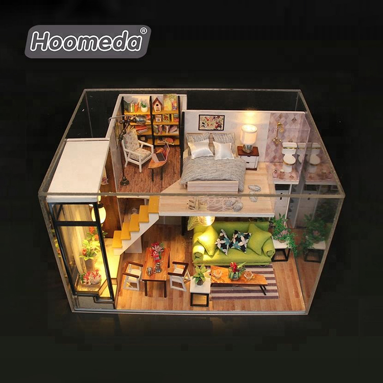 Игрушечные модели домики для девочек красочный двухэтажный большой детский деревянный кукольный домик