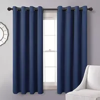 Cortina blackout luxuosa para sala, cortina de peças azul níquel