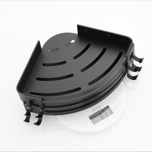 שטח מודרני אלומיניום דקוות כפולה פינת מקלחת מקלחת מדף פינה מתלה עם ווים - Product Image 6