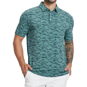 Super septiembre logotipo personalizado verano poliéster Spandex que absorbe la humedad ajuste seco sublimación impresión hombres Polo Camisetas Camiseta de Golf - Product Image 4