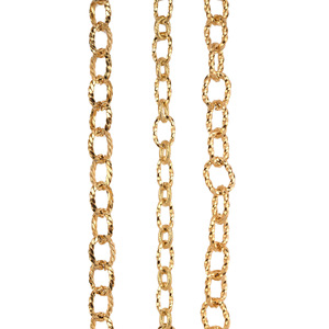 Chaîne à maillons ovales torsadés |   Chaîne en acier inoxydable plaqué or 18K PVD texturée pour la fabrication de bijoux DIY - Product Image 1