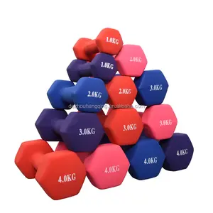 Mancuernas recubiertas de neopreno para mujer, juegos de entrenamiento de fuerza, equipo de ejercicio, gimnasio en casa, 1-10 kg